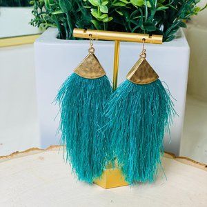Gold and Teal Statement Earrings
